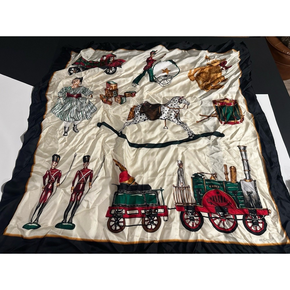 ECHO CHRISTMAS TOYS SILK SCARF 34x35"